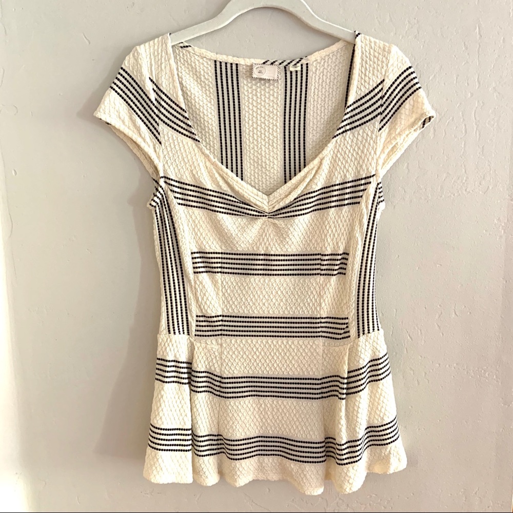 Anthropologie Postmark Striped Peplum Top Small - Picture 2 of 6